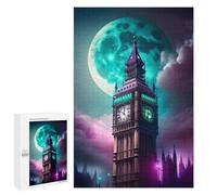 Festive Gift for Adults: London Nights Big Ben's Glow, 1000 PCS, Wooden Brain Teaser for Adults, with A Decorative Finished Picture
