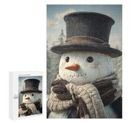 Festive Gift for Adults: Winter Wonderland Snowman, 1000 PCS, Wooden Jigsaw Puzzle for Adults - to Assemble, Frame And Display