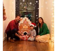 Festive Gingerbread Golf Game Set, Christmas Indoor Mini Golf Toy with Candy Cane Putter & Gingerbread House Target, Fun Family Holiday Party Game for Kids & Adults, Reusable Cardboard Set(1-set)