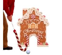 Festive Gingerbread Golf Game Set, Christmas Indoor/Outdoor Golf Set With Candy Canes, Soft Balls And Gingerbread House Goals, For Indoor Outdoor Party Yard Golfer