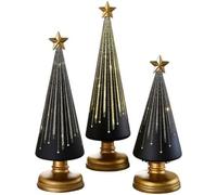 Festive Gingerbread Theme Decor for Resin Christmas Ornaments Craft Gift Decoration,Gradient Glass Christmas Tree with Led Lights,Illuminated Starry Night Trees,Home Holiday Decorations (Black)