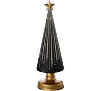 Festive Gingerbread Theme Decor for Resin Christmas Ornaments Craft Gift Decoration,Set of 3 Illuminated Starry Night Trees,Gradient Glass Christmas Tree with Led Lights,Home Decorations (Black-L)