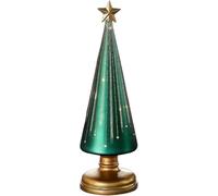 Festive Gingerbread Theme Decor for Resin Christmas Ornaments Craft Gift Decoration,Set of 3 Illuminated Starry Night Trees,Gradient Glass Christmas Tree with Led Lights,Home Decorations (Green-M)