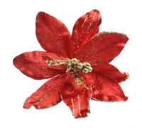 Festive Glitter Flower Hanging Ornament 33cm for Christmas Trees(Red) | for sparkly design, for durable material, lightweight hang, party accent, brightens any room