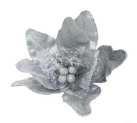 Festive Glitter Flower Hanging Ornament 33cm for Christmas Trees(Silver) | for sparkly design, for durable material, lightweight hang, party accent, brightens any room