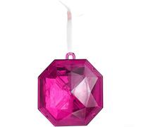 Festive Glitter Gem Christmas Tree Ornaments - Square and Round Hanging Decorations - Lightweight Plastic Pendants for Holiday Décor - Modern Geometric Style(Fuchsia)