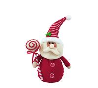 Festive Glowing Santa Clause with Red Hat and Candy Cane Details