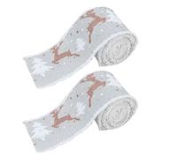 Festive Gold Reindeer Ribbon On Silver Polyester for Christmas Wrapping and Holiday Decorations Reindeer Christmas Ribbon