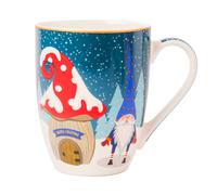 Christmas Gonk Mug 350ml Festive Ceramic Tea & Coffee Cup with Santa, Reindeer & Snowman Designs Gift Mug for Winter Hot Drinks (H 11cmx W 5.5cm) Assorted Merry Christmas Prints (House)