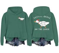 Festive Goose On The Loose Hoodie, Christmas Festive Goose On The Loose Sweatshirt Green