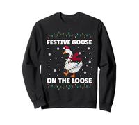Festive Goose On The Loose Retro Christmas Duck Honk Xmas Sweatshirt