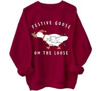 Festive Goose On The Loose Sweatshirt Silly Goose On The Loose Hoodie Funny Christmas Sweatshirt Claret