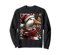 Festive Goose with Snow Santa Hat Snowy Winter Christmas Sweatshirt