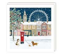 Festive Greetings from Snowy London - Rainbow Trust Charity Christmas Large Square Pack of 10 Cards (London Dogs)