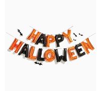 Festive Halloween Balloon Garland - Happy Halloween Banner, Black & Orange Balloons, Party Supplies