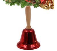 Festive Hand Bell, Christmas Bells Decoration, Christmas Rattle with Wooden Handle, Loud Service Bell Made of Metal, Traditional Metal Rattle, Hand Jingle Bell Ornament for Christmas, New Year Parties