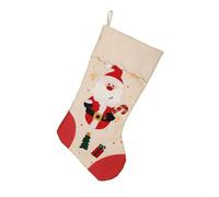 Festive Hanging Stockings for Christmas Decoration with Large Capacity for Treats, Classic Plaid and Character Design Suitable for Fireplace and Tree Hanging (Santa Claus)