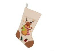 Festive Hanging Stockings for Christmas Decoration with Large Capacity for Treats, Classic Plaid and Character Design Suitable for Fireplace and Tree Hanging (Elk)