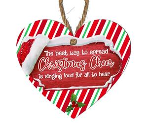 Festive Heart-Shaped Christmas Decoration - "The Best Way to Spread Christmas Cheer is Singing Loud for All to Hear" - Xmas Ornament for Home Decor, and Seasonal Celebrations