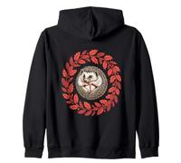 Festive Hedgehog In Holly Wreath Christmas Winter Woodland Zip Hoodie