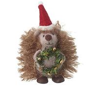 Festive Hedgehog Woollen Standing Christmas Decoration 14cm