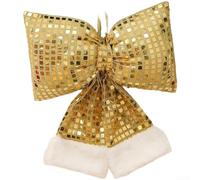 Festive Holiday Christmas Bow Ornament with Glitter Fabric, Suitable for DIY Decoration at For Home, Hotel, or Window Displays (L)