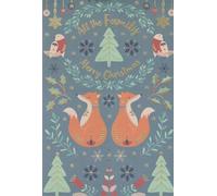 Festive Holiday Christmas Card with Woodland Animals, Gold Foil Text, Family Theme, 15 x 23 cm, Decorative Winter Design