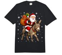 Festive Holiday Funny Santa Riding Donkey Mule Christmas Comfort Colors Adult Heavyweight T-Shirt