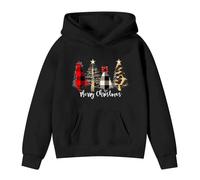 Festive Holiday Graphic Print Kids Pullover Hoodie Cozy Soft Fleece Long Sleeve Top for Girls and Boys Play Outfit My First Christmas Tree Baby Elf Jumpers Funny Jumper Family