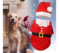 Festive Holiday Pet Costume Outfit with Jingle Apparel and Santa Hat for Small Medium Large Dogs Cats Photo Party Celebration (A, 40x30cm)