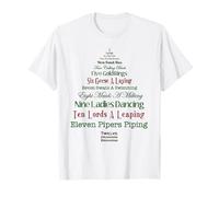 Festive Holiday Song Lyrics Tree 12 Days of Christmas T-Shirt