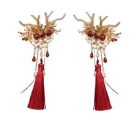 Festive Horn Hair Clip Girl Tassels Hair Barrettes Clip Headwear With Beads Dragon Horn For Women Girl