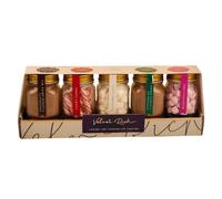 Festive Hot Chocolate Gift Set with Marshmallows Candy Canes | Chocolate Peppermint Drink Mix | 5 Glass Jars Christmas Gift Box | Secret Santa Stocking Filler Winter Treats | Gift 345g