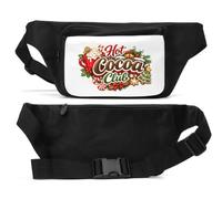 Festive Hot Cocoa Club Winter Scene Unisex Waist Bag Black