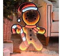 Festive Infinity Gingerbread Man With Wooden Base - 60Cm