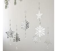 Festive Iron Ornaments for Hanging on Christmas Trees or Walls with Snowflake Bell Star Designs, Made of Sturdy Metal to Last Through the Holiday Season (E)