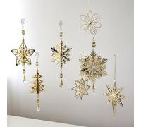 Festive Iron Ornaments for Hanging on Christmas Trees or Walls with Snowflake Bell Star Designs, Made of Sturdy Metal to Last Through the Holiday Season (L)