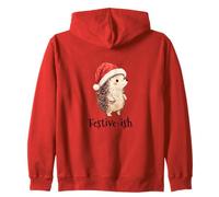 Festive-ish Adorable Little Hedgehog in Santa's hat Zip Hoodie
