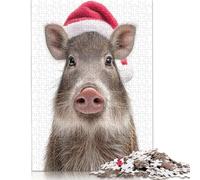 Festive Javelina Portrait with Santa Hat Puzzle Jigsaws 1000 Pieces for Adults Puzzles for Adults Family Entertainment Toys 1000pcs (75x50cm)