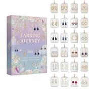 Festive Jewellery Calendar - 2D Acrylic Countdown, 24 Day Earring Set | Holiday Party Display Accessories for Gathering Activities, Seasonal Celebration Gift and Festival Fun for Adults, Women