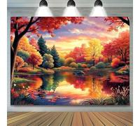 Festive joy autumn maple landscape polyester background - vibrant autumn color photography banner birthday 300x200CM
