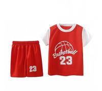 Festive Kids Kids Sports Shorts Sets Boys Jerseys Tracksuit 2 Piece Basketball Performance Tank Top and Mesh Shorts Quick Dry Set (1-12 Years) Boys T Shirts, red, 5-6 Years