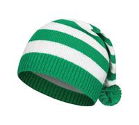 Festive Knit Hat With Long Tail And For Holiday Winter Outdoor Activities Christmas Knitted Beanies - Elf Santa Clause Knitting Beanie with Pompom for Adult Teens, Red, Medium