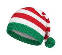 Festive Knit Hat With Long Tail And For Holiday Winter Outdoor Activities Christmas Knitted Beanies - Elf Santa Clause Knitting Beanie with Pompom for Adult Teens, Red, Medium