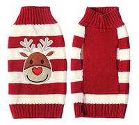 Festive Knit Pet Jumper - Christmas Reindeer Design for Small/Medium/Large Breeds, Cosy Winter Thermal Wear with Playful Holiday Pattern (Machine Washable)