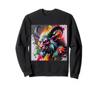Festive Krampus Graffiti Dark Humor Christmas Graphic Sweatshirt