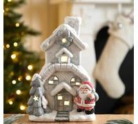 Festive Large Christmas Santa House LED Light Lantern Table Top Decoration 25cm Tall