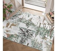 Festive Leaves Rugs Living Room 120 x 170 Non Slip Xmas Forest Area Rugs for Bedroom - Animal Washable Lightweight Large Soft Short Pile Floor Carpet for Dining Playroom J115