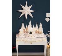 Festive Light Up Reindeers And Houses Scene