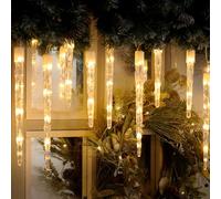Festive Lights - 1.2m Colour Changing Christmas Icicle Tube Lights - 26 White & Warm White LEDs - Plug in Remote Controlled Indoor Outdoor Hanging Xmas Decoration with 6 Hour Timer